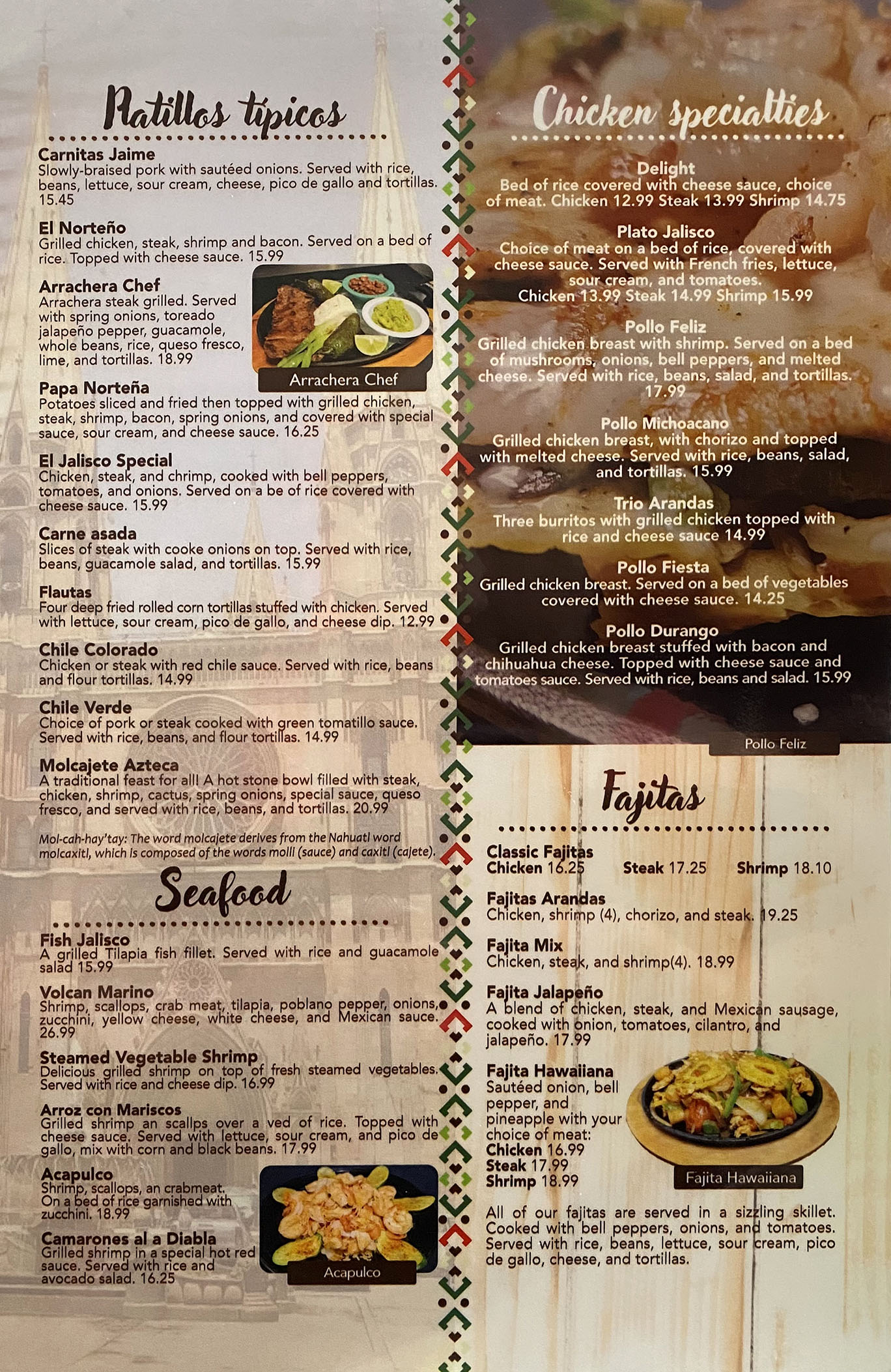 Arandas menu